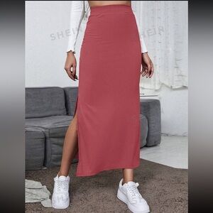 SHEIN Pink Maxi Skirt with Slit